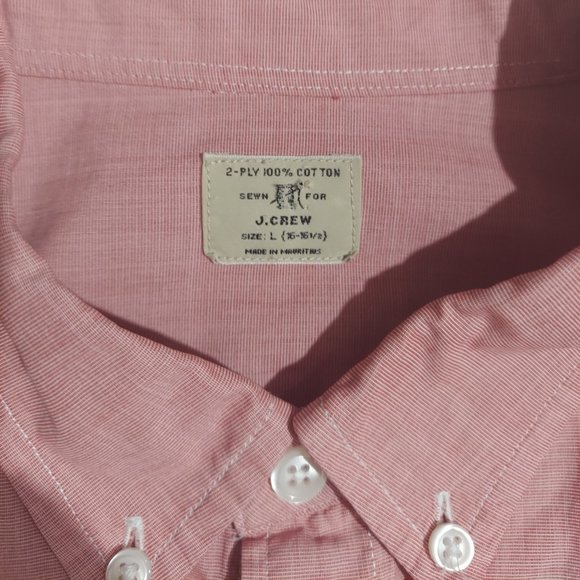 J. Crew 2-Ply 100% Cotton Long Sleeve Button Down Shirt Size Large Red White - Picture 6 of 8